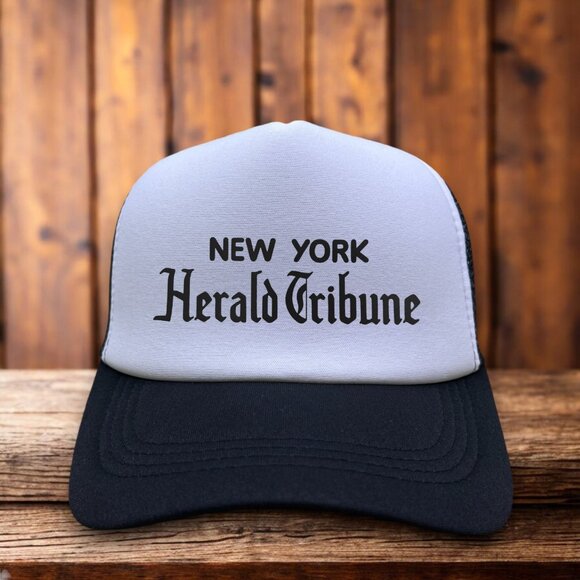 New York Herald Tribune Mens Trucker Hat Black Defunct Vintage Newspaper Cap - Picture 1 of 4